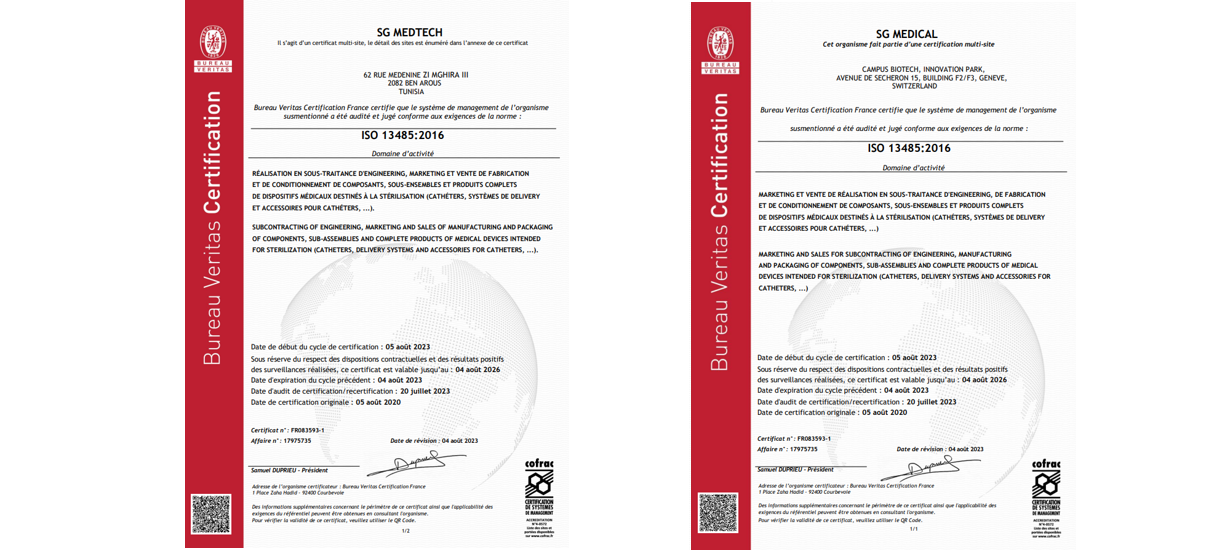 ISO 13485 Certifications - SG MEDICAL - SG MEDTECH